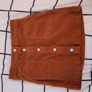 High Waisted, Button Front, Corduroy Skirt